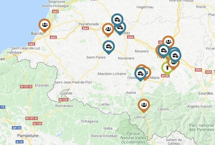 Carte géorgraphique des établissements et services